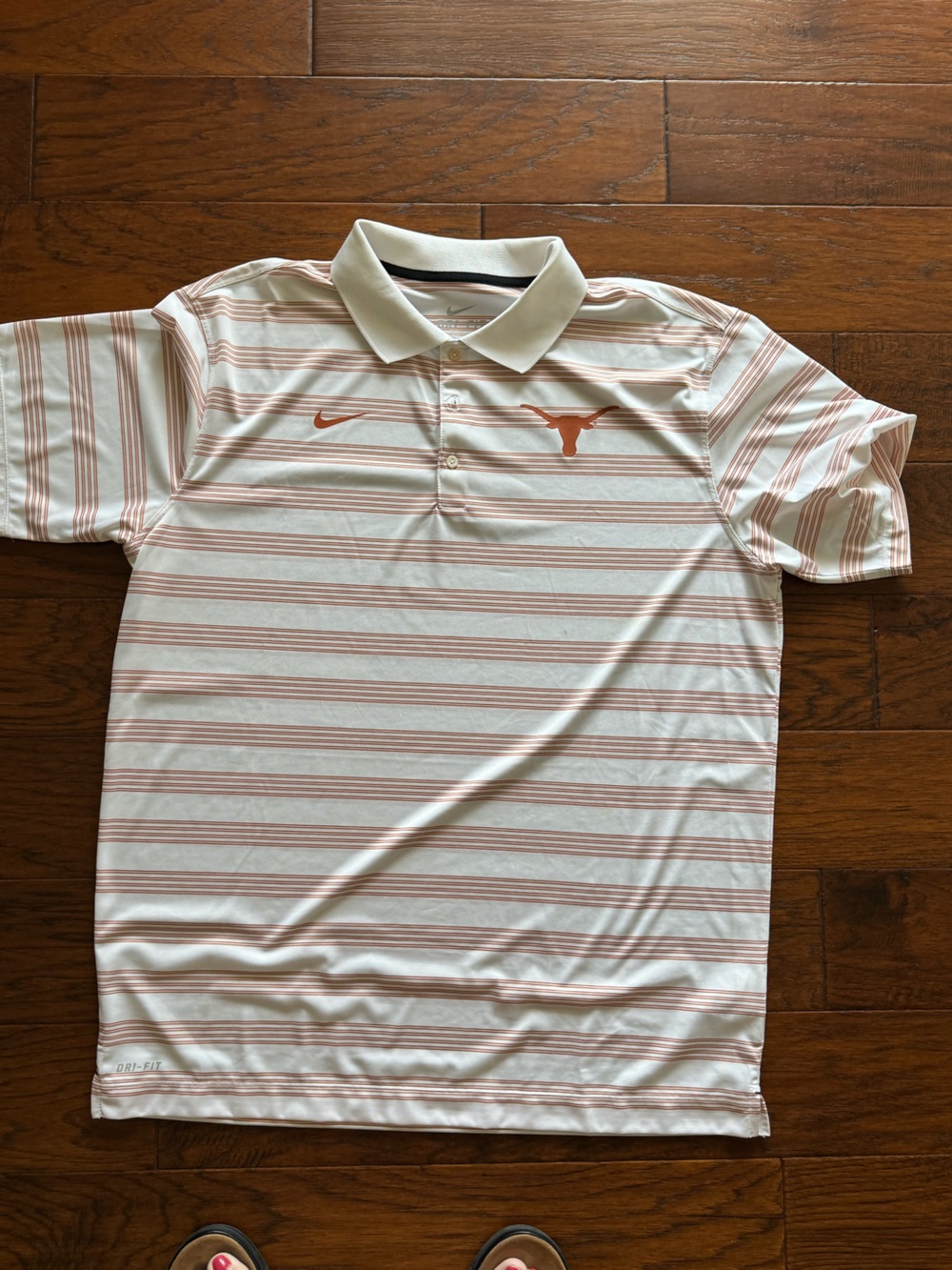 Nike White & Burnt Orange Striped Longhorns Polo
